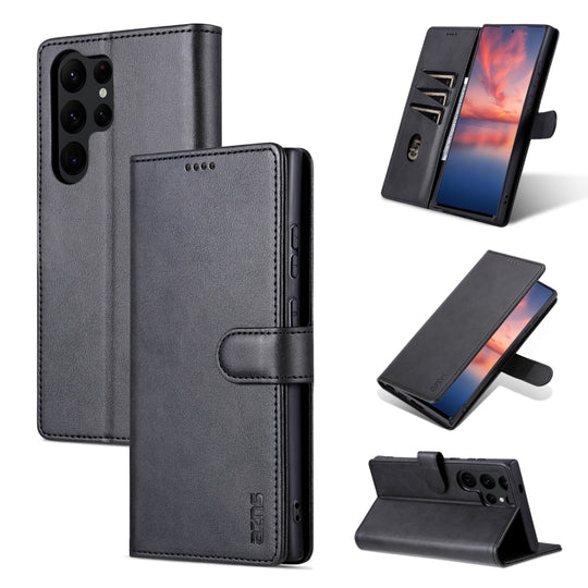 For Samsung Galaxy S24 Ultra 5G AZNS Skin Feel Calf Texture Flip Leather Phone Case(Black)