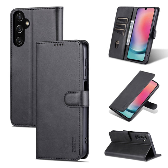 For Samsung Galaxy A05s AZNS Skin Feel Calf Texture Flip Leather Phone Case(Black)