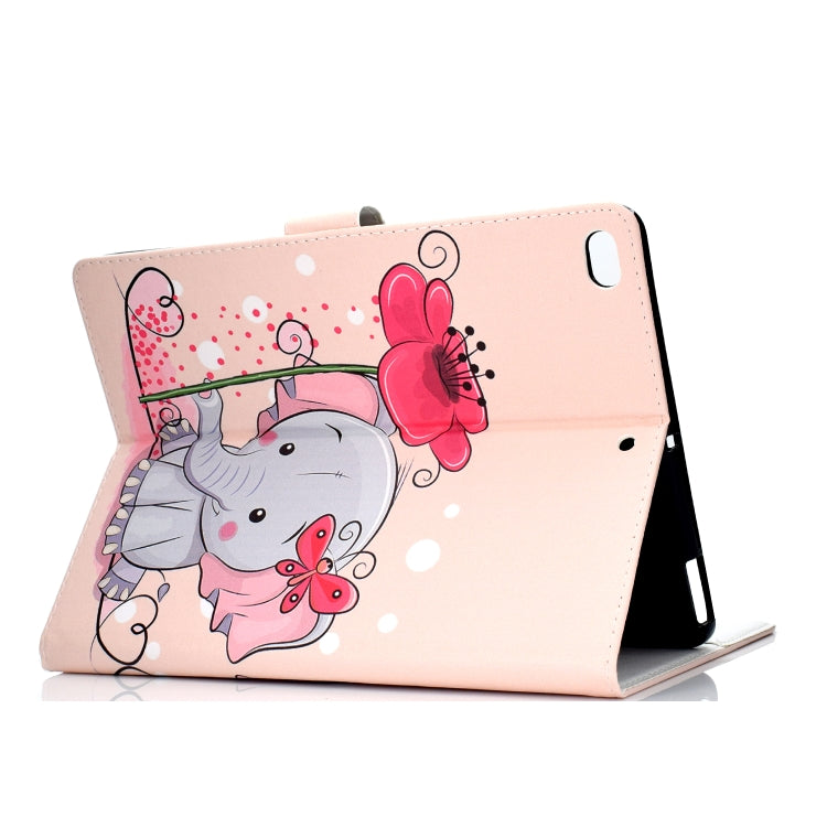 For iPad Air / iPad Air 2  2016 / iPad Pro9.7 / iPad9.7 / 2017 / 2018 Colored Drawing Pattern Horizontal Flip PU Leather Case with Holder & Card Slot & Sleep / Wake-up Function(Elephant Flowers) - More iPad Cases by buy2fix | Online Shopping UK | buy2fix