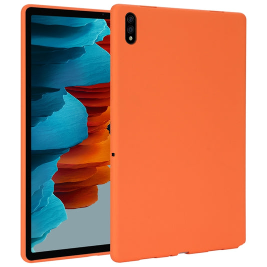 For Samsung Galaxy Tab S7 / S8 Oil Spray Skin-friendly TPU Tablet Case(Orange) by buy2fix