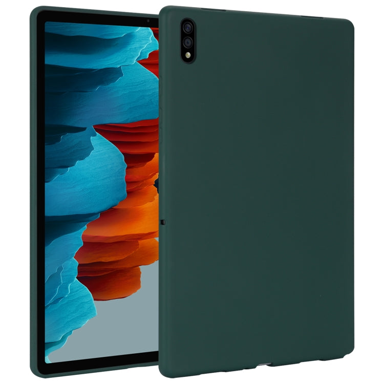 For Samsung Galaxy Tab S7 / S8 Oil Spray Skin-friendly TPU Tablet Case(Deep Green) by buy2fix