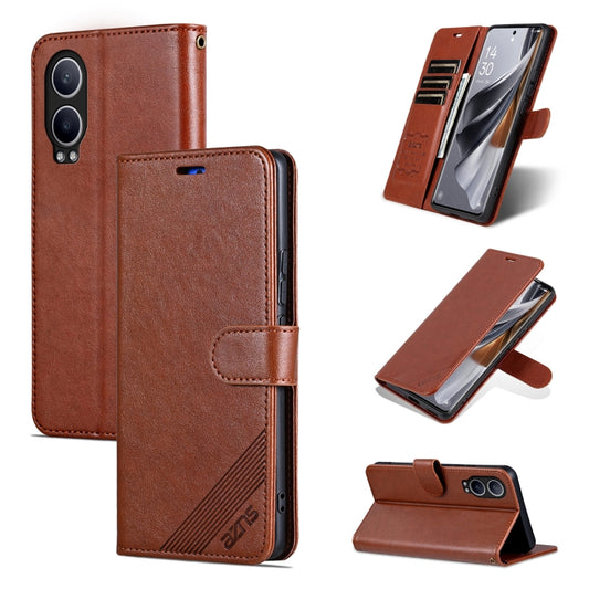 For OnePlus Nord CE4 Lite 5G AZNS Sheepskin Texture Flip Leather Phone Case(Brown) - Nord CE4 Lite Cases by AZNS | Online Shopping UK | buy2fix