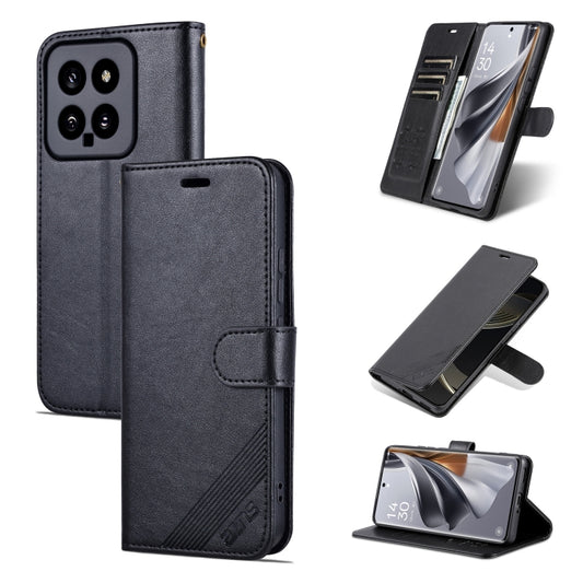 For Xiaomi 14 AZNS Sheepskin Texture Flip Leather Phone Case(Black) - Xiaomi Cases by AZNS | Online Shopping UK | buy2fix