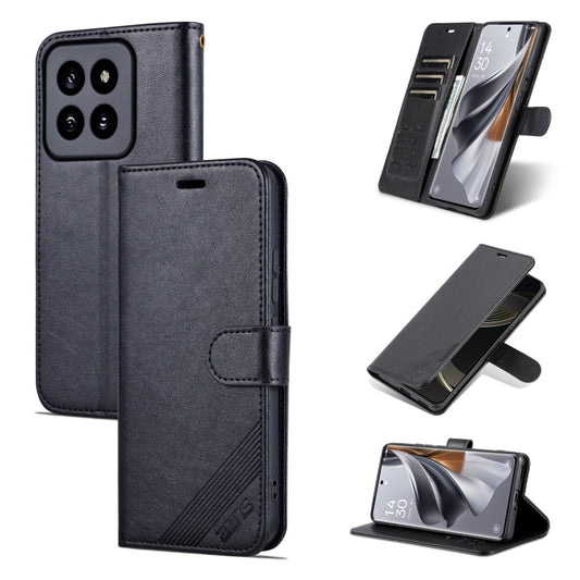 For Xiaomi 14 Pro AZNS Sheepskin Texture Flip Leather Phone Case(Black) - Xiaomi 14 Pro Cases by AZNS | Online Shopping UK | buy2fix