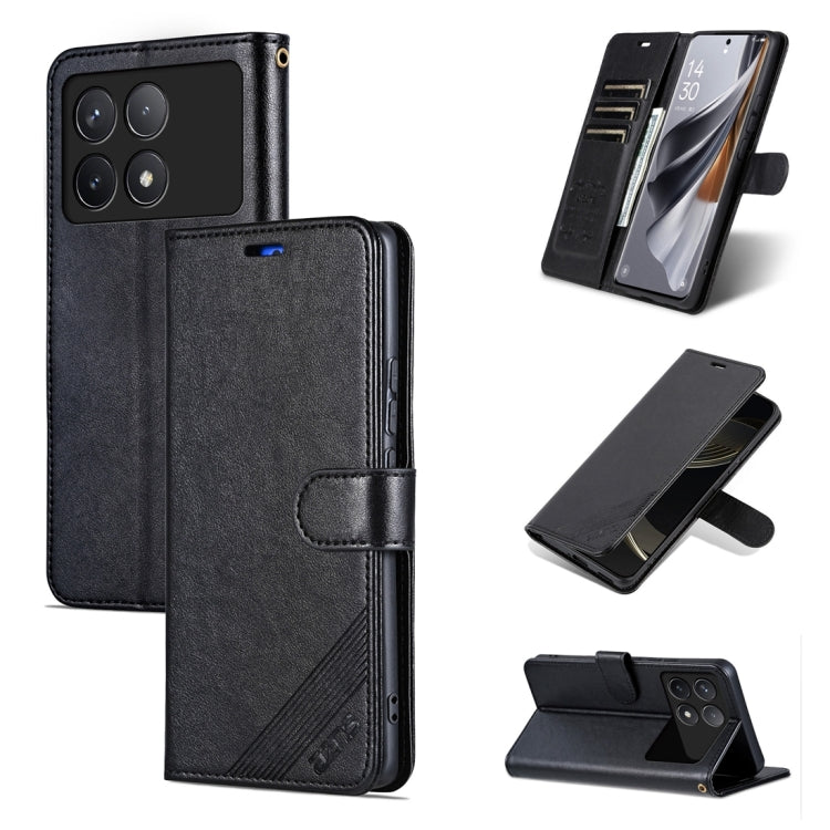 For Xiaomi Redmi K70 / K70 Pro AZNS Sheepskin Texture Flip Leather Phone Case(Black) - Xiaomi Cases by AZNS | Online Shopping UK | buy2fix