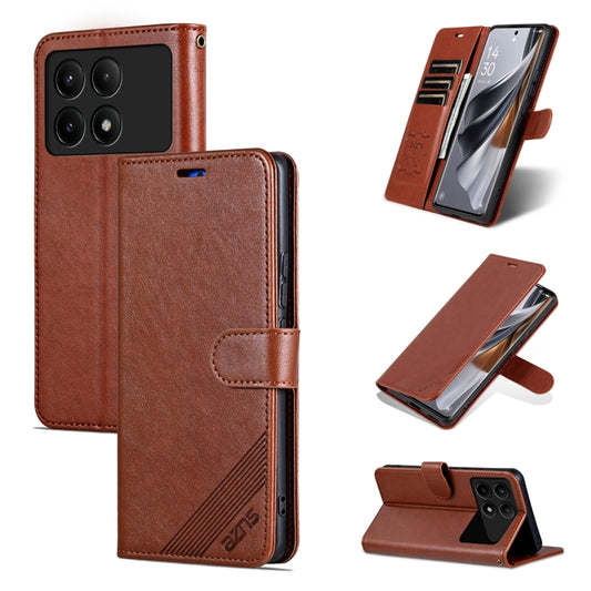 For Xiaomi Redmi K70E AZNS Sheepskin Texture Flip Leather Phone Case(Brown) - Xiaomi Cases by AZNS | Online Shopping UK | buy2fix