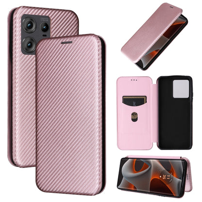 For Motorola Edge 50 Pro Carbon Fiber Texture Flip Leather Phone Case(Pink) by buy2fix