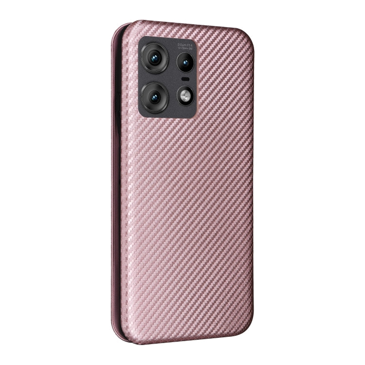 For Motorola Edge 50 Pro Carbon Fiber Texture Flip Leather Phone Case(Pink) by buy2fix