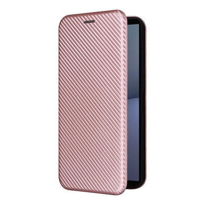 For Sony Xperia 1 VI 2024 Carbon Fiber Texture Flip Leather Phone Case(Pink) by buy2fix