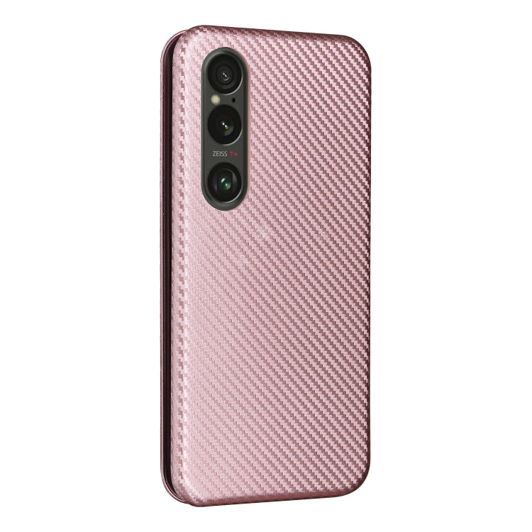 For Sony Xperia 1 VI 2024 Carbon Fiber Texture Flip Leather Phone Case(Pink) by buy2fix