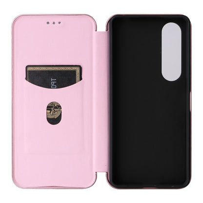 For Sony Xperia 1 VI 2024 Carbon Fiber Texture Flip Leather Phone Case(Pink) by buy2fix