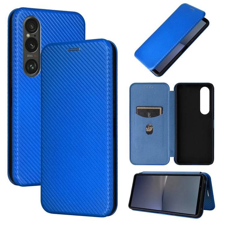 For Sony Xperia 1 VI 2024 Carbon Fiber Texture Flip Leather Phone Case(Blue) by buy2fix