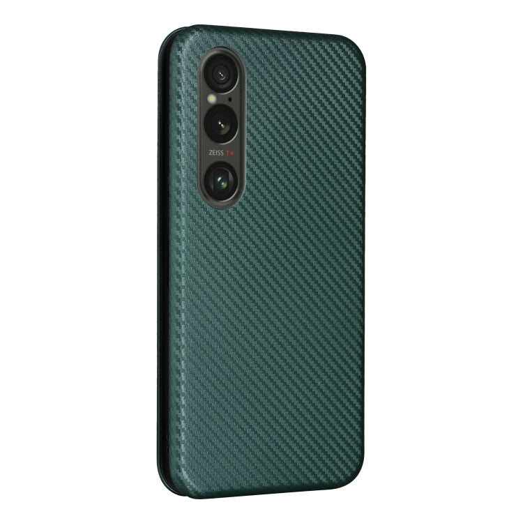 For Sony Xperia 1 VI 2024 Carbon Fiber Texture Flip Leather Phone Case(Green) by buy2fix
