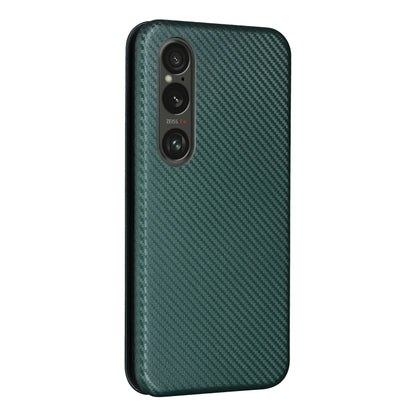 For Sony Xperia 1 VI 2024 Carbon Fiber Texture Flip Leather Phone Case(Green) by buy2fix