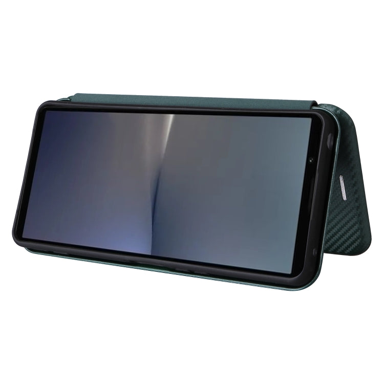 For Sony Xperia 1 VI 2024 Carbon Fiber Texture Flip Leather Phone Case(Green) by buy2fix