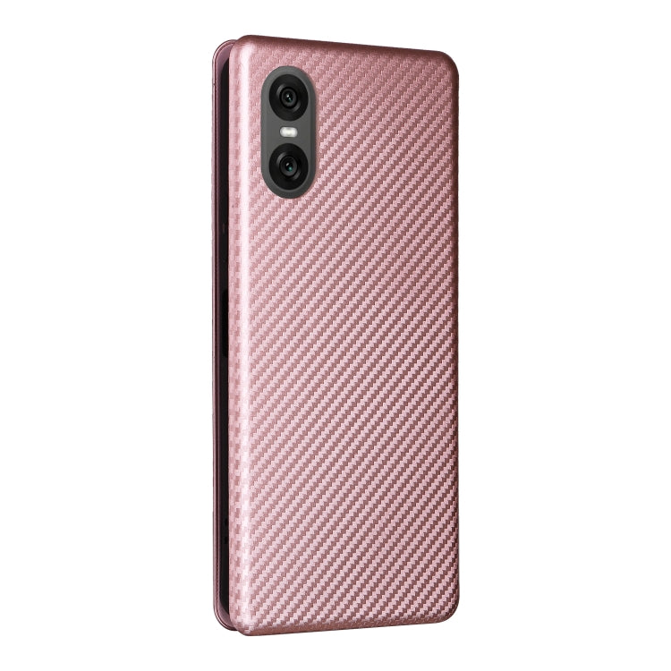 For Sony Xperia 10 VI 2024 Carbon Fiber Texture Flip Leather Phone Case(Pink) by buy2fix