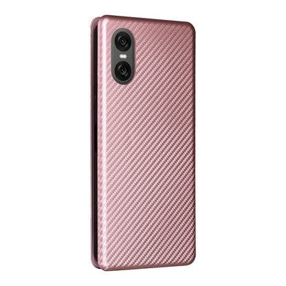 For Sony Xperia 10 VI 2024 Carbon Fiber Texture Flip Leather Phone Case(Pink) by buy2fix