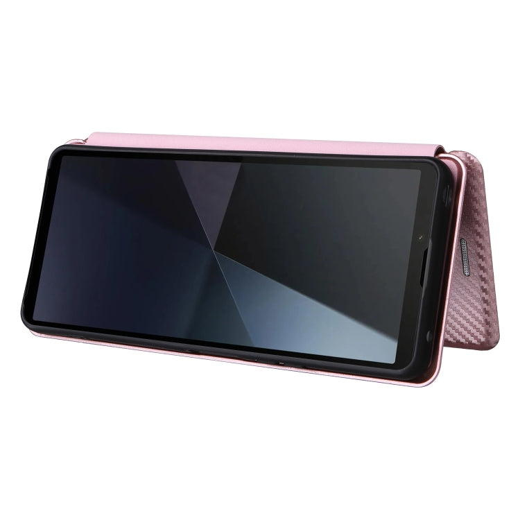 For Sony Xperia 10 VI 2024 Carbon Fiber Texture Flip Leather Phone Case(Pink) by buy2fix