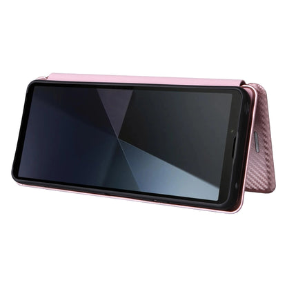 For Sony Xperia 10 VI 2024 Carbon Fiber Texture Flip Leather Phone Case(Pink) by buy2fix