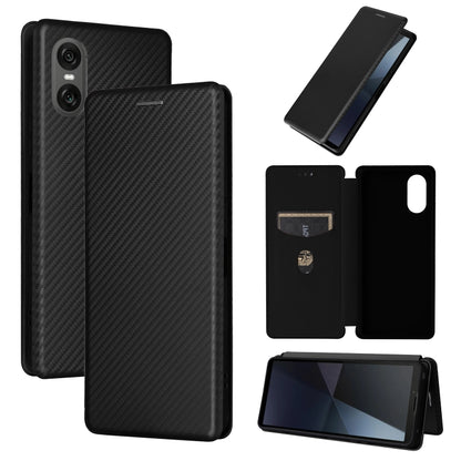 For Sony Xperia 10 VI 2024 Carbon Fiber Texture Flip Leather Phone Case(Black) by buy2fix