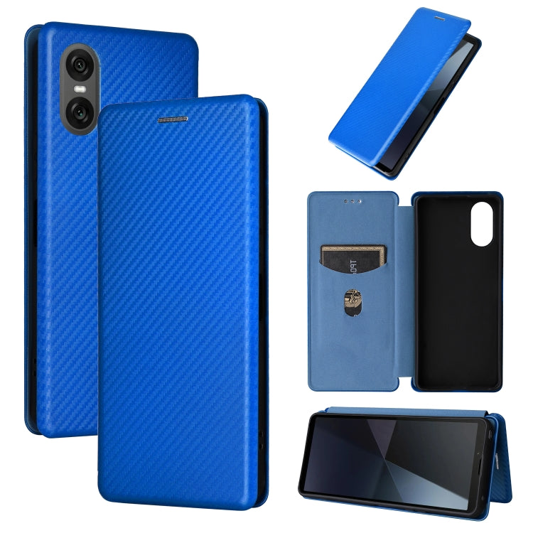 For Sony Xperia 10 VI 2024 Carbon Fiber Texture Flip Leather Phone Case(Blue) by buy2fix