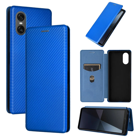 For Sony Xperia 10 VI 2024 Carbon Fiber Texture Flip Leather Phone Case(Blue) by buy2fix