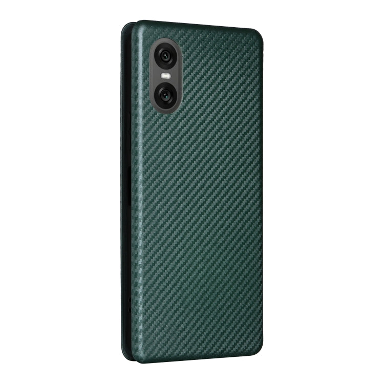 For Sony Xperia 10 VI 2024 Carbon Fiber Texture Flip Leather Phone Case(Green) by buy2fix