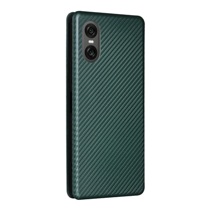 For Sony Xperia 10 VI 2024 Carbon Fiber Texture Flip Leather Phone Case(Green) by buy2fix
