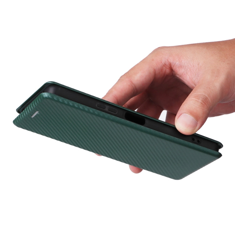 For Sony Xperia 10 VI 2024 Carbon Fiber Texture Flip Leather Phone Case(Green) by buy2fix