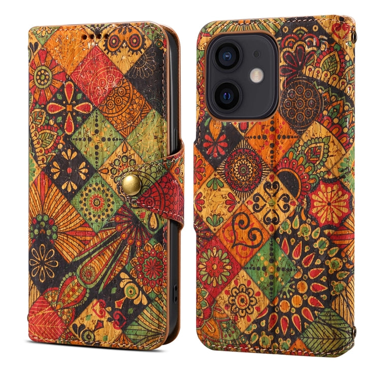 For iPhone 11 Denior Flower Language Series Cork Fabric Oil Edge Leather Phone Case(Autumn) - iPhone 11 Cases by Denior | Online Shopping UK | buy2fix