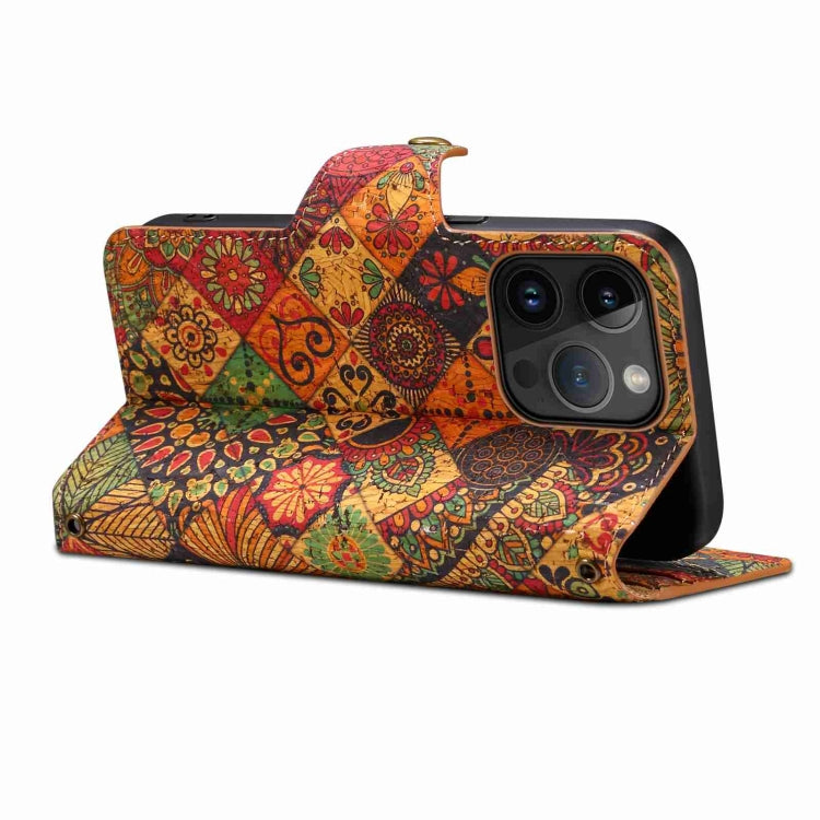 For iPhone 14 Denior Flower Language Series Cork Fabric Oil Edge Leather Phone Case(Autumn) - iPhone 14 Cases by Denior | Online Shopping UK | buy2fix
