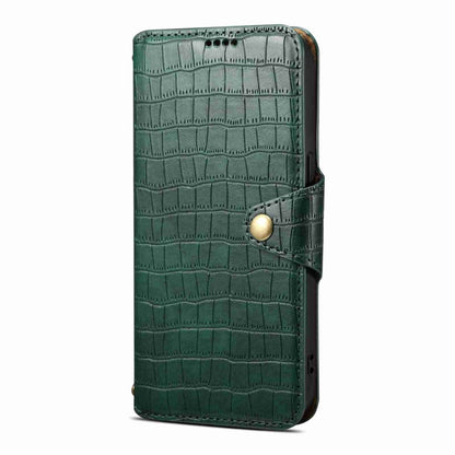 For iPhone 14 Denior Crocodile Texture Oil Edge Leather Phone Case(Green) - iPhone 14 Cases by Denior | Online Shopping UK | buy2fix