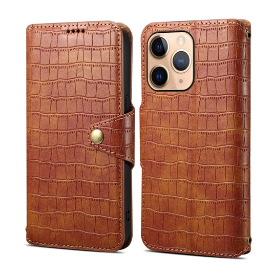 For iPhone 11 Pro Denior Crocodile Texture Oil Edge Leather Phone Case(Brown) - iPhone 11 Pro Cases by Denior | Online Shopping UK | buy2fix