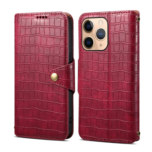 For iPhone 11 Pro Denior Crocodile Texture Oil Edge Leather Phone Case(Rose Red) - iPhone 11 Pro Cases by Denior | Online Shopping UK | buy2fix