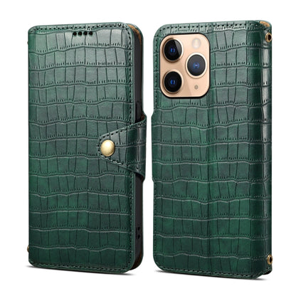 For iPhone 11 Pro Denior Crocodile Texture Oil Edge Leather Phone Case(Green) - iPhone 11 Pro Cases by Denior | Online Shopping UK | buy2fix