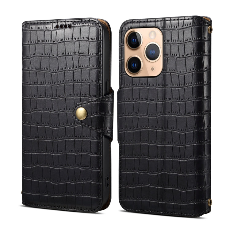 For iPhone 11 Pro Denior Crocodile Texture Oil Edge Leather Phone Case(Black) - iPhone 11 Pro Cases by Denior | Online Shopping UK | buy2fix