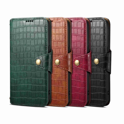 For iPhone 14 Denior Crocodile Texture Oil Edge Leather Phone Case(Rose Red) - iPhone 14 Cases by Denior | Online Shopping UK | buy2fix