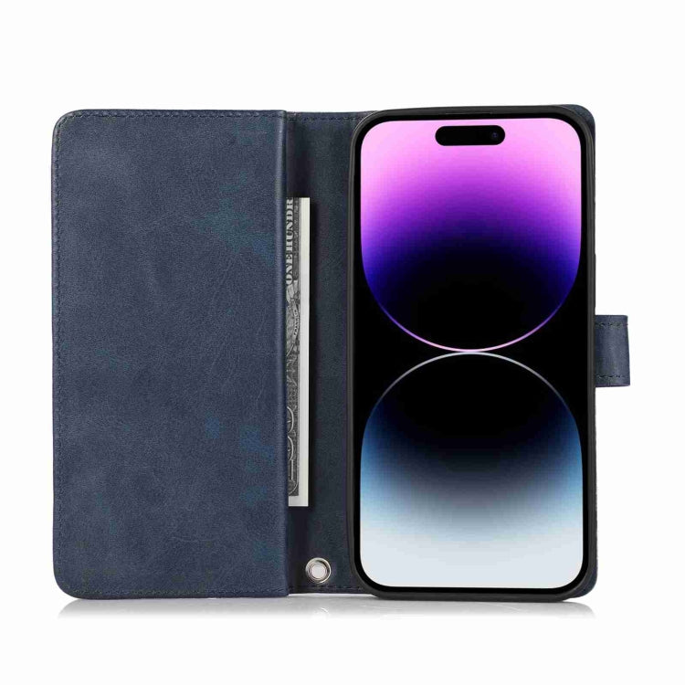 For iPhone 11 Wristband Card Slot Leather Phone Case(Blue) - iPhone 11 Cases by buy2fix | Online Shopping UK | buy2fix
