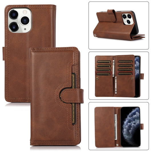 For iPhone 11 Pro Max Wristband Card Slot Leather Phone Case(Coffee) - iPhone 11 Pro Max Cases by buy2fix | Online Shopping UK | buy2fix