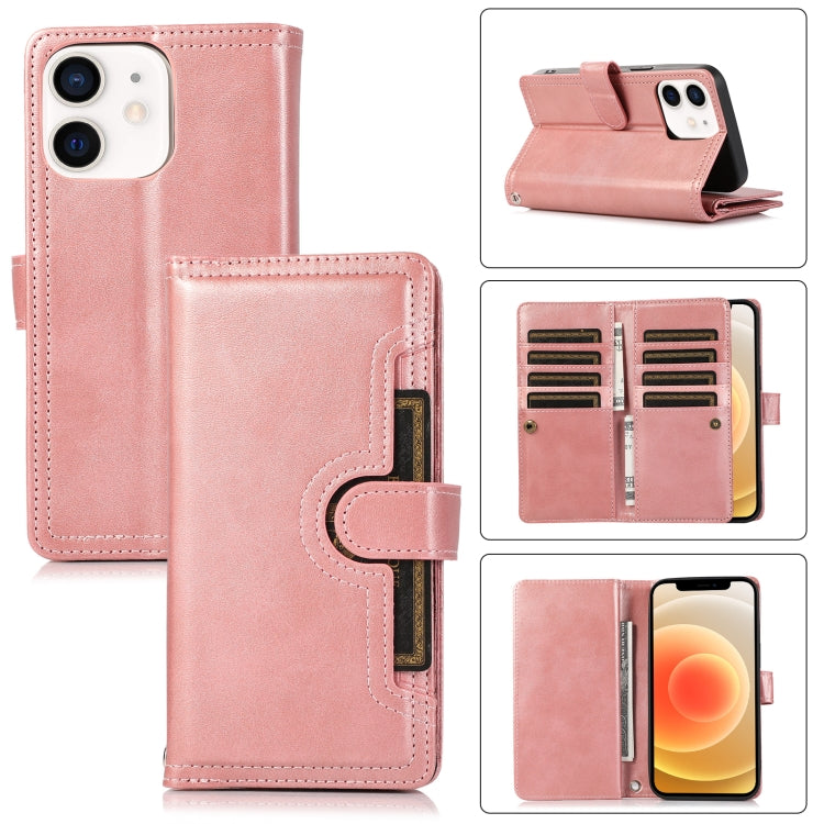 For iPhone 12 mini Wristband Card Slot Leather Phone Case(Rose Gold) - iPhone 12 mini Cases by buy2fix | Online Shopping UK | buy2fix