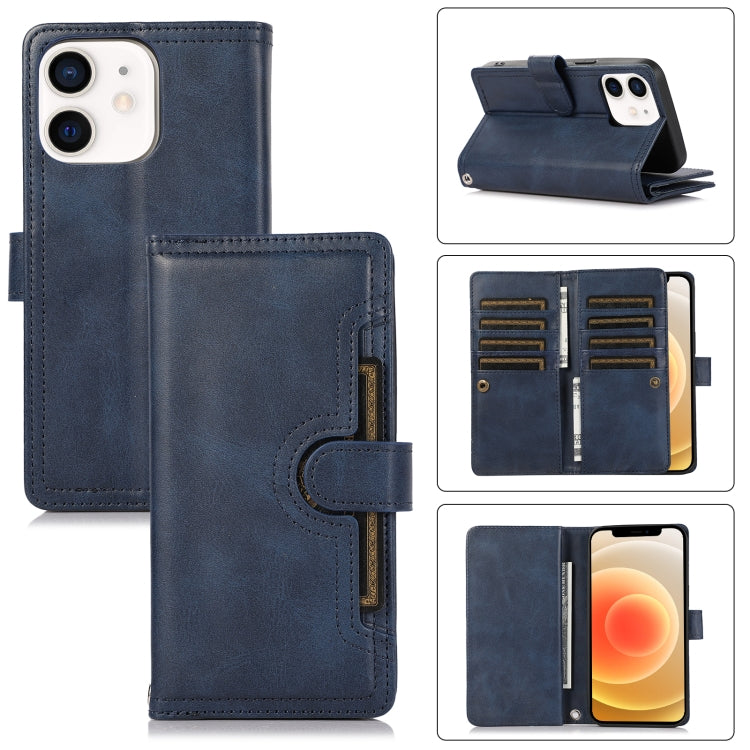 For iPhone 12 mini Wristband Card Slot Leather Phone Case(Blue) - iPhone 12 mini Cases by buy2fix | Online Shopping UK | buy2fix