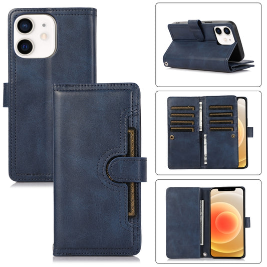 For iPhone 12 mini Wristband Card Slot Leather Phone Case(Blue) - iPhone 12 mini Cases by buy2fix | Online Shopping UK | buy2fix