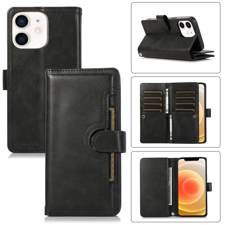 For iPhone 12 mini Wristband Card Slot Leather Phone Case(Black) - iPhone 12 mini Cases by buy2fix | Online Shopping UK | buy2fix
