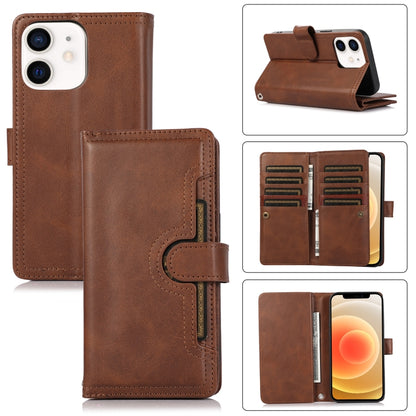 For iPhone 12 mini Wristband Card Slot Leather Phone Case(Coffee) - iPhone 12 mini Cases by buy2fix | Online Shopping UK | buy2fix