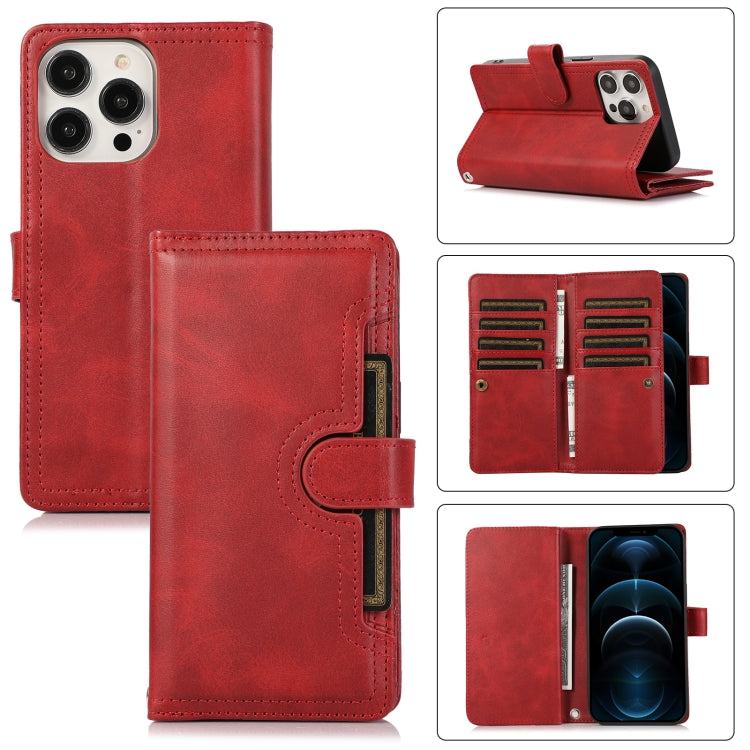 For iPhone 12 Pro Max Wristband Card Slot Leather Phone Case(Red) - iPhone 12 Pro Max Cases by buy2fix | Online Shopping UK | buy2fix