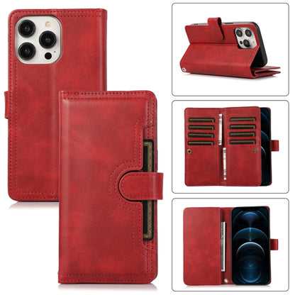 For iPhone 12 Pro Max Wristband Card Slot Leather Phone Case(Red) - iPhone 12 Pro Max Cases by buy2fix | Online Shopping UK | buy2fix