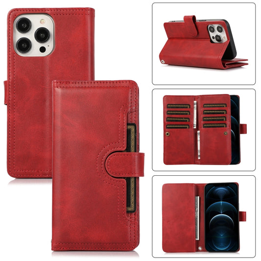 For iPhone 12 Pro Max Wristband Card Slot Leather Phone Case(Red) - iPhone 12 Pro Max Cases by buy2fix | Online Shopping UK | buy2fix