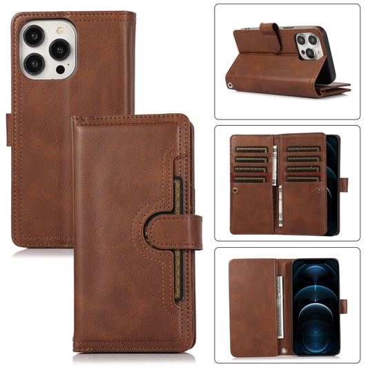 For iPhone 12 Pro Max Wristband Card Slot Leather Phone Case(Coffee) - iPhone 12 Pro Max Cases by buy2fix | Online Shopping UK | buy2fix