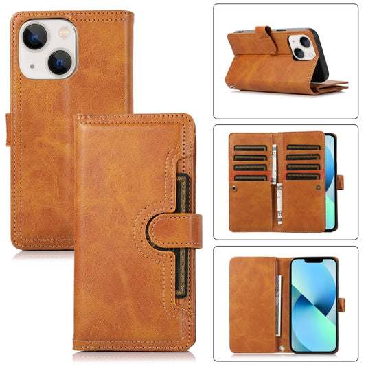 For iPhone 13 Wristband Card Slot Leather Phone Case(Brown) - iPhone 13 Cases by buy2fix | Online Shopping UK | buy2fix