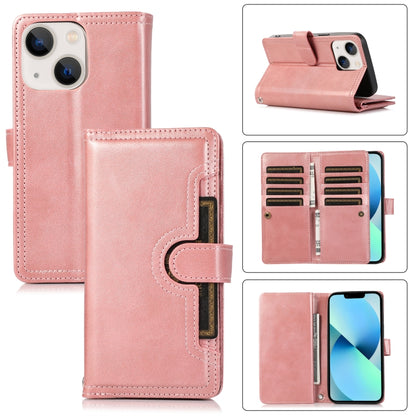 For iPhone 13 Wristband Card Slot Leather Phone Case(Rose Gold) - iPhone 13 Cases by buy2fix | Online Shopping UK | buy2fix